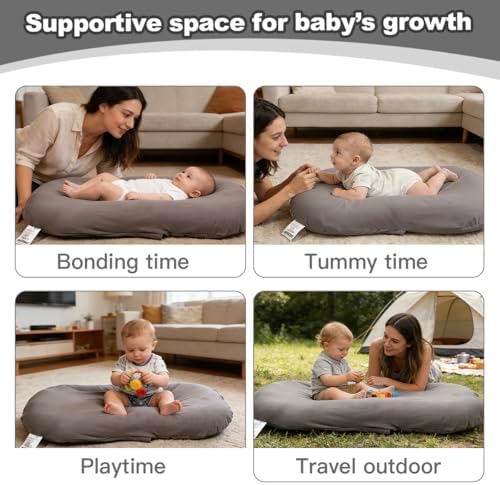 Baby Lounger Oversized 0-24 Months, Home and Travel Infant Cushion-Grey