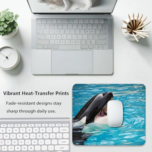 Orca Killer Whale Mouse Pad, Bright Blue Ocean Water Cute Desk Mat