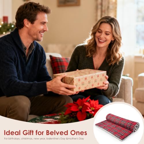 Extra Large Microwave Heating Pad for Back, 24.4 X 14.17 Tartan Red