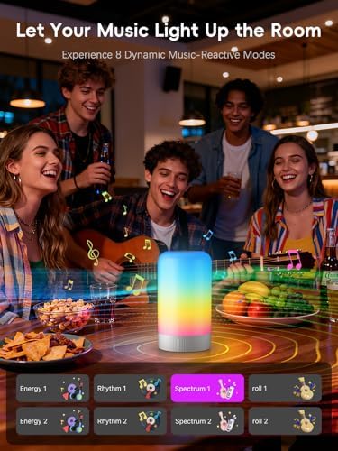 RGBICWW Smart Table Lamp, Touch Bedside Lamp with App Control, LED Desk Lamp with Music Sync, 30+ Scenes & 16M Colors, Color Changing Lamp for Bedroom Living Room Gaming Dimmable Night Light, White