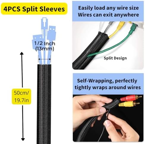 [313Pcs] Cable Management Kit, Reusable Computer Desk Cord Organizer, Black