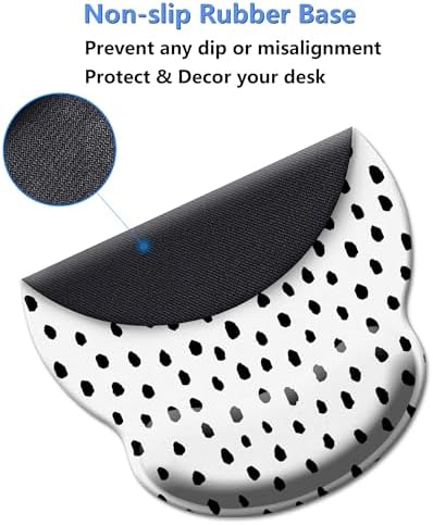 Mouse Pad Wrist Support,Ergonomic Mouse Pad with Wrist Rest,Comfortable Mousepad with Smooth Wrist Rest,Pain Relief Mouse Pads for Non-Slip Base,Computer,Laptop,Office & Home(Black Spots)