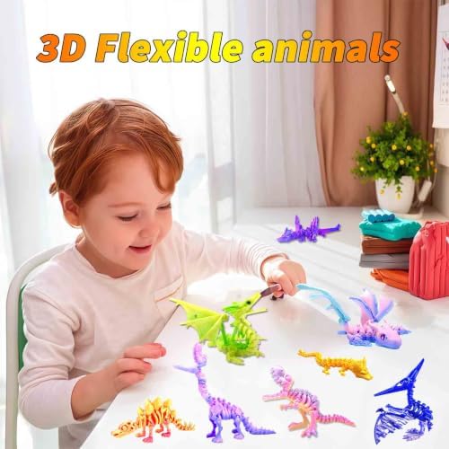 8pcs 3D Printed Rainbow Dinosaur Crystal Dragon T-Rex Fidget Toys,Flying Dragon，Pterosaur，Toys,Desk Executive Toy，Easter,Toys for Boys Kids Teen 5-7 4-6 8-12