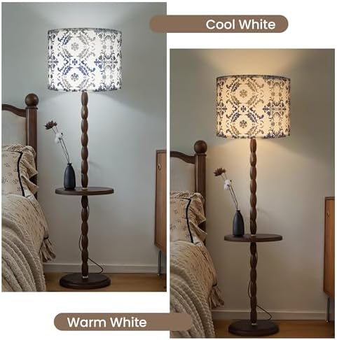 AELS Vintage Lamp Shades Set of 2, Blue and Gray Fabric Drum Lampshades for Table or Floor Lamps, 13x13x10 Medium Size (Spider Fitter), Easy Assembly Required