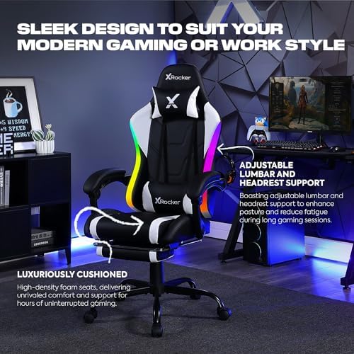 X Rocker PC Computer Gaming Desk Chair with Wheels, College Dorm Room Essentials for Guys and Girls, Adjustable, Ergonomic Office Chair, Gifts for Gamers