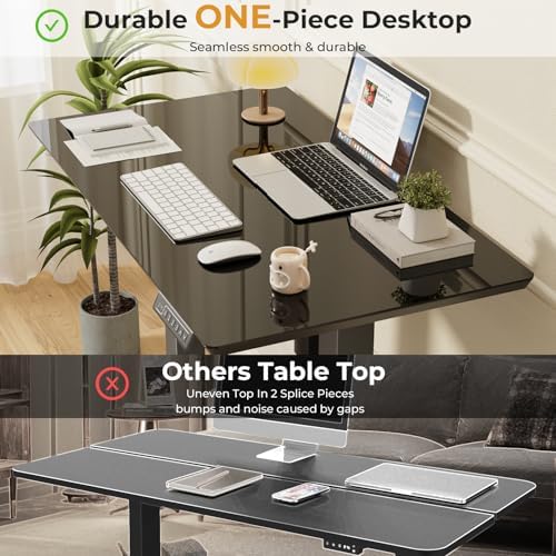JOY worker Small Glass Standing Desk, 35" Electric Stand Up Desk on Wheels