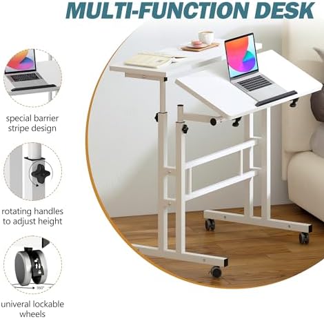 soges Mobile Standing Desk Adjustable Height, White
