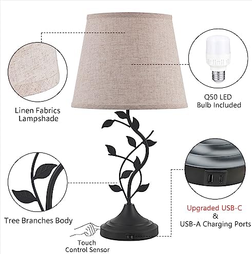 Kakanuo Touch Lamps for Nightstand, Bedside Lamp for Bedroom, Rustic Lamp