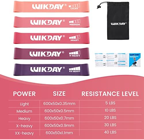 WIKDAY Exercise Resistance Bands with Handles for Working Out Workout Bands Set with Door Anchor for Physical Therapy, Yoga, Pilates