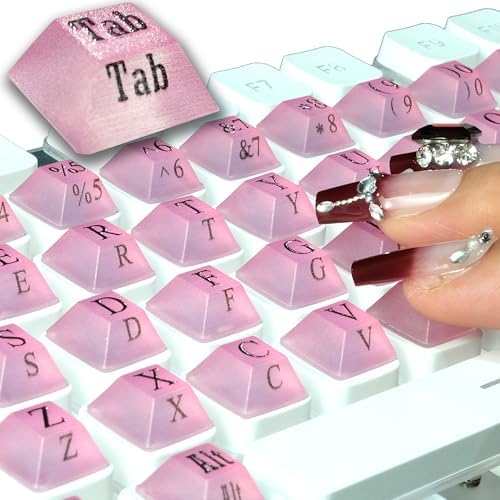 80 Pcs Long Nails Raised Keyboard Stickers for Typing & Gaming Gap Expander