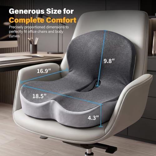 CHANCEE X-Large Ergonomic Seat Cushion with Lumbar Support (Grey)