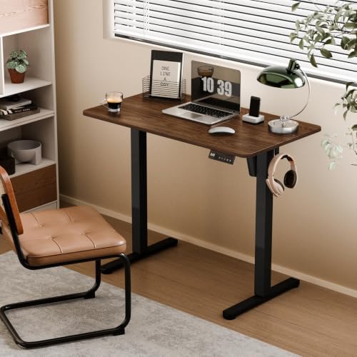 35" Electric Standing Desk, Small Sit Stand up Desk, Dark Walnut
