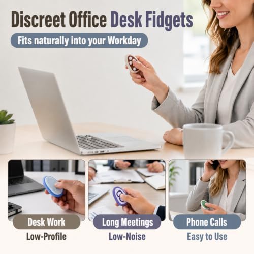 Fidget Toys Adults Stress Relief: 8 Pack Dual-Sided Fidget Stones - Sensory Calming Desk Toys - Pocket Hand Fidgets for Tension Relief, Work & Travel - Gifts for Coworkers & Friends