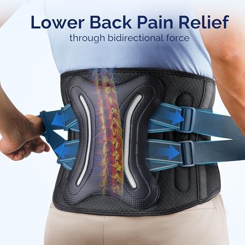 FEATOL Back Brace for Lower Back Men Women, 5-Stays Lumbar Support Belt, XL
