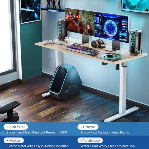 Our Modern Space Height Adjustable 48" Electric Standing Desk - Upgraded Ultra Durable Home Office Large Rectangular Computer or Laptop Sit Stand Workstation - 48 x 24 Inch