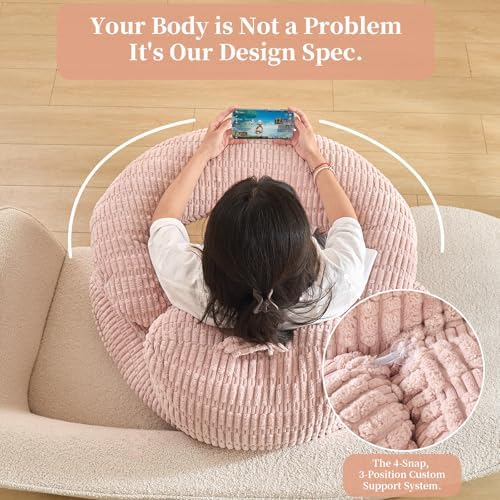 17" Reading Pillow for Bed,U Shaped Arm & Elbow Support,Pink Corduroy