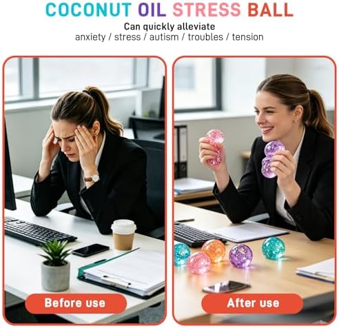 Coconut Oil Squishy, Coconut Oil Slow Rising Squeeze Stress Ball Clear Jelly Bubblegum Texture Coconut Oil Squishy Toy (Blue-A)