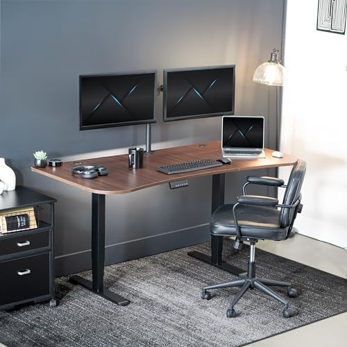 VIVO Dark Walnut 63 x 32 in Standing Desk, DESK-KIT-2B1D