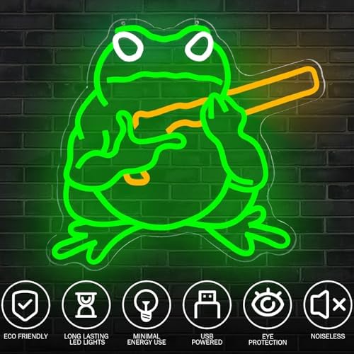 Frog Neon Sign Funny Neon Light for Bedroom Dimmable Gaming LED Sign Toad Light Sign for Wall Decor Frog Neon Wall Decorations for Man Cave Game Room Hippity Hoppity Get Of My Property Decor Gifts for Boys Men