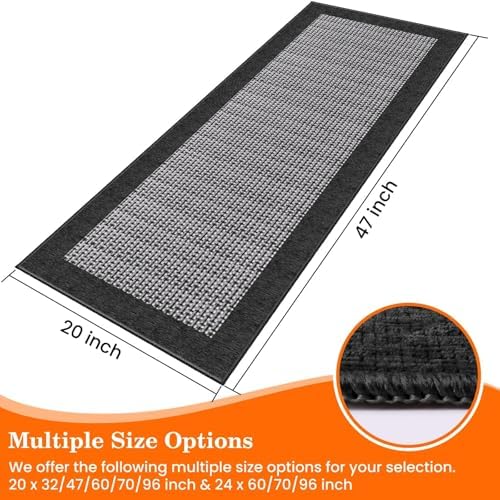 StepRite Kitchen Rugs, Kitchen Mat for Floor, 47"x20" Non-Slip Machine-Washable Commercial Floor Mat, Absorbent Heavy-Duty Rug for Office & Home, Sink Standing Mat, Entryway Carpet, Door Mat, Black