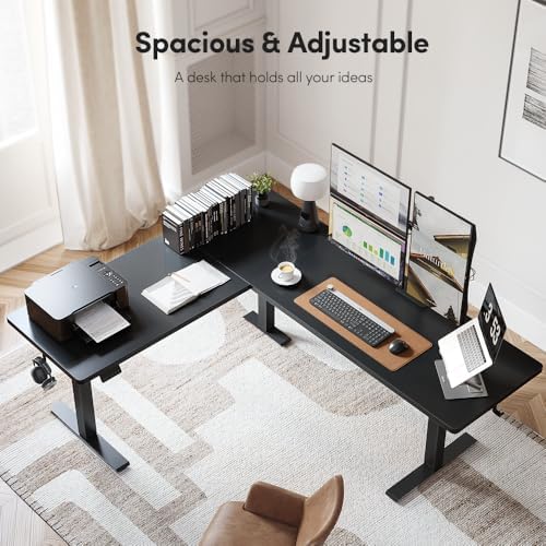 Cubiker 75 * 63" L Shaped Standing Desk, Reversible Corner Standing Desk, Suitable for Home Office, Black