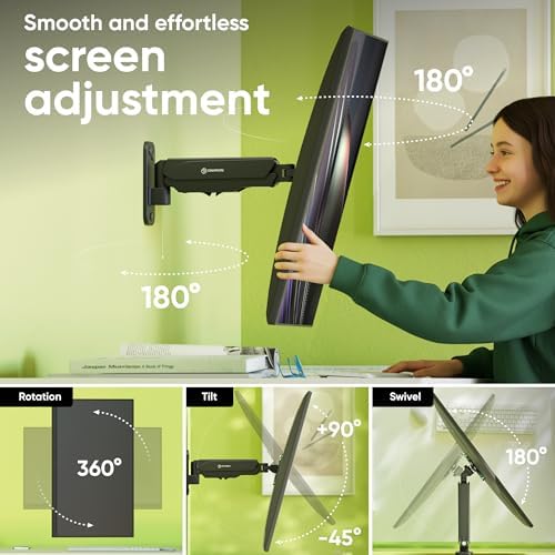 ONKRON Monitor Wall Mount 13-34 Inch, 17.6 lbs, max VESA 100x100, Black