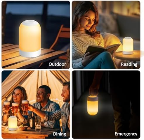 Rechargeable Night Light, Portable Bedside Lamp, Touch Dimmable Table Lamp for Nightstand, Reading & Nursery, 3 Color Temperatures, USB Rechargeable