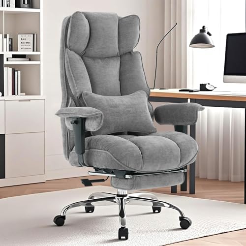 Efomao Big and Tall Fabric Executive Office Chair,Grey