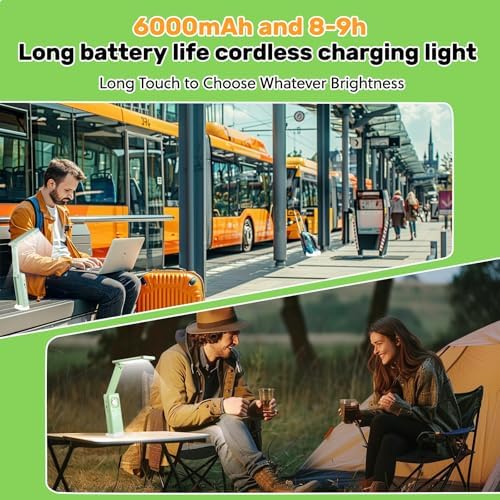 VAVOFO Cute Bunny Desk Lamp, Foldable LED Rechargeable Eye-Caring Reading Light, 3 Color Modes Dimmable Night Light for Kids Girls Bedroom Study Dorm Room (Mint Green)