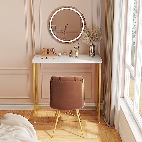 WOHOMO Folding Desk, 39.4" Foldable Computer Table for Small Spaces, Gold