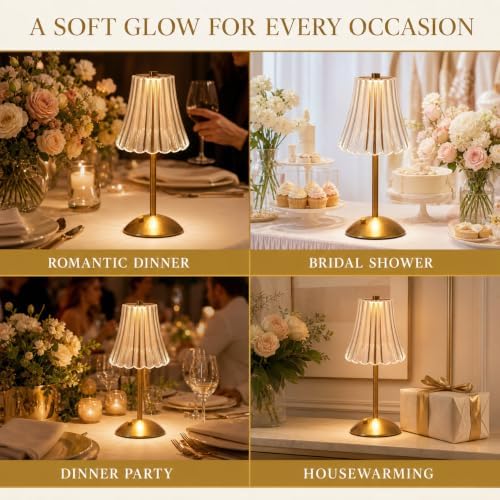 Small Cute Cordless Table Lamp Rechargeable for Kichen Countertop Gold