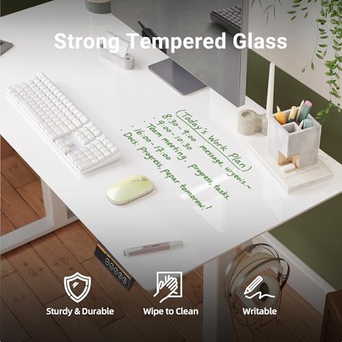 Claiks Glass Standing Desk 48x24 Inch Super White