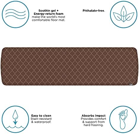 GelPro Elite Premier Anti-Fatigue Kitchen Comfort Floor Mat, 20x72”, Trellis Walnut Stain Resistant Surface with Therapeutic Gel and Energy-return Foam for Health and Wellness