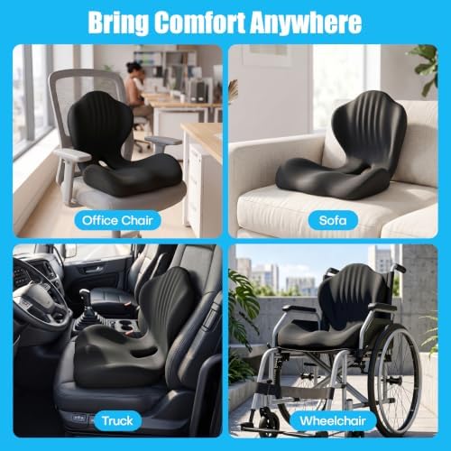 Ergonomic Seat Cushion for Office Chairs Lumbar Support Pillow, Black