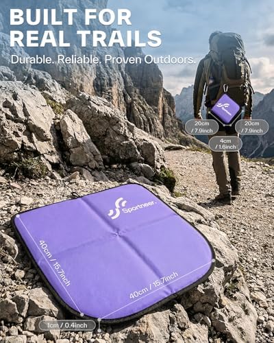 Sportneer Sitting Pad, Lightweight Waterproof Folding Seat Pad for Backpacking, 15.75'' x 15.75'' Portable Camping Seat Mat for Hiking, Picnics & Outdoor Use