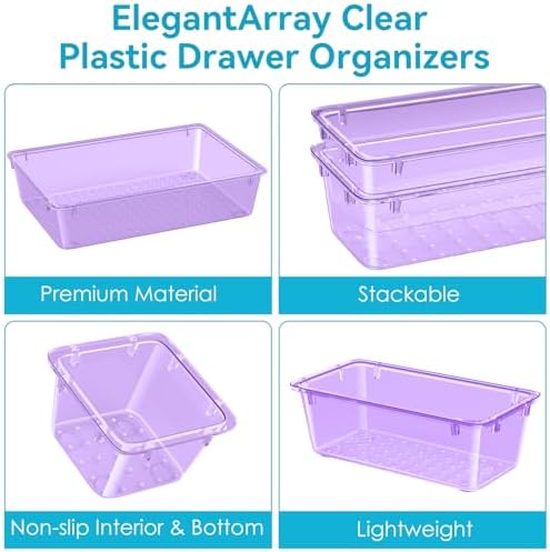 12 PCS Drawer Organizer Set, Makeup Organizers, Tool Storage Trays, Pueple