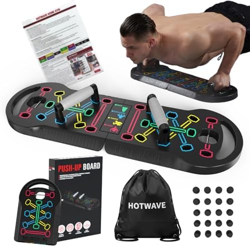 HOTWAVE Push Up Board, Portable PushUp Board, Foldable 20 in 1 Push Up Bar