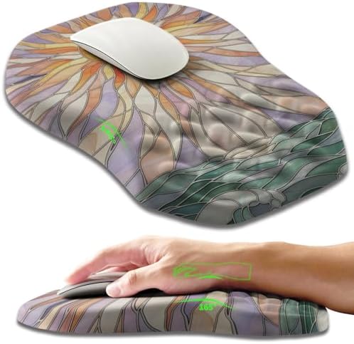 Ergonomic Slope Mouse Pad Wrist Support, Wrist Rest Mousepad for Carpal Tunnel Pain Relief with Massage Bulge and Slow Rebound Memory Foam (12x8 inch, Sun God)