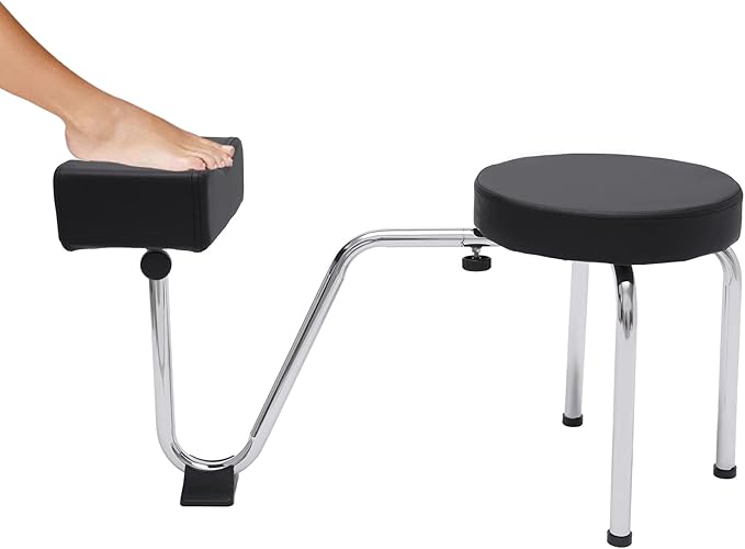 Portable Pedicure Foot Rest Stool, Adjustable Height, Black, for Spa, Beauty Salon, Studio