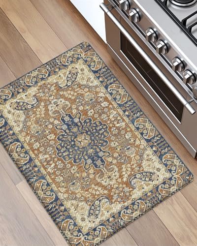 DEXI Kitchen Floor Mats Cushioned Anti Fatigue Runner 24x35 Brown Beige