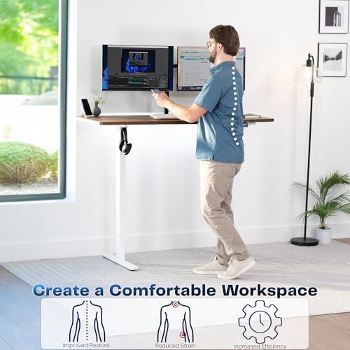 VIVO Rustic Vintage Brown 60 x 24 in Standing Desk, DESK-KIT-1W6N