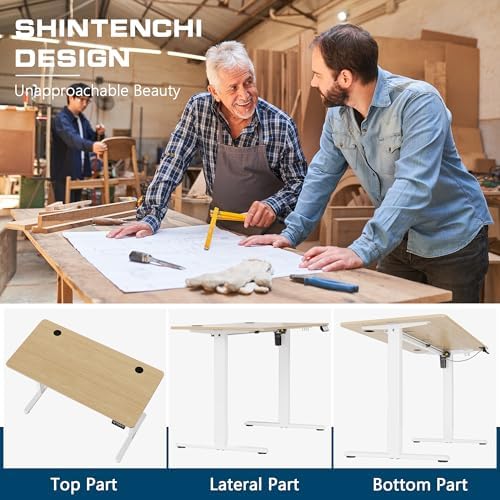 Shintenchi Standing Desk, 63x24 Inch Height Adjustable Electric Sit Stand up Desk, Ergonomic Rising Computer Table, Modern Lift Gaming Desk Workstation for Home Office, White