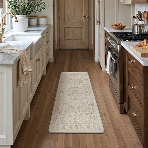 Anti Fatigue Beige Neutral Non-Slip Kitchen Mat 2 Piece