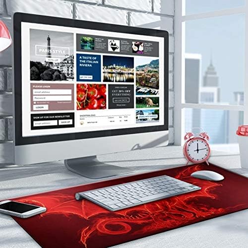 Large Gaming Mouse Pad with Stitched Edges,[27.5x11.8In] Extended Mouse Pad with Non-Slip Natural Rubber Base for Gamer/Desktop/Office/Home (70x30 Red dragonus)