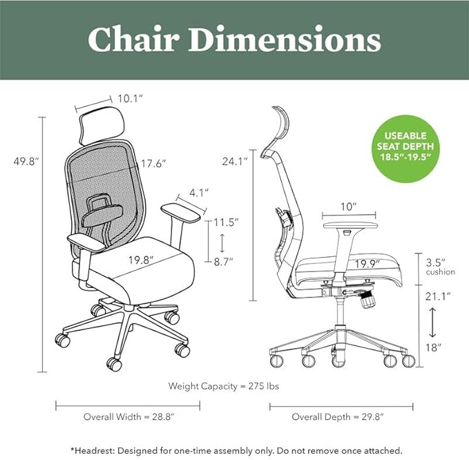 HON Altern Ergonomic Office Chair with Headrest, Arms, Wheels, Foam Cushion Seat, Mid Back Home Office Desk Chair Comfy, Gaming Chair, Height Adjustable Arms, Synchro-Tilt, Black Frame, Peacock