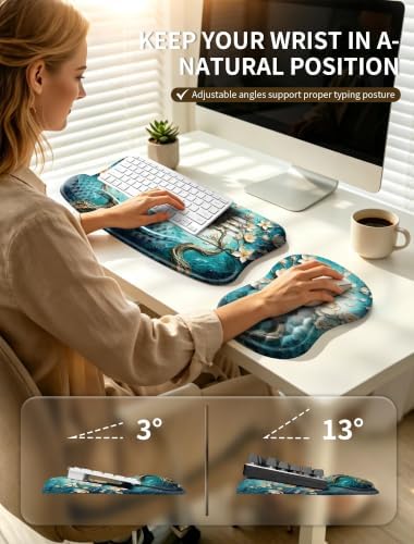 Ergonomic Keyboard Stand and Mouse Pad Set, Memory Foam Wrist Support