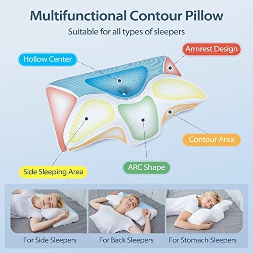 HOMCA Cervical Pillow, Ergonomic Memory Foam Neck Pillow for Pain Relief