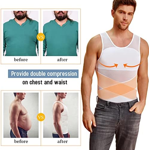 TAILONG Men's Compression Shirt for Body Shaper Slimming Vest Tight Tummy Underwear Tank Top
