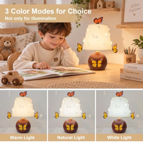 3D Butterfly Lamp, Small Girl Table Lamp with DIY Butterfly Decor (Wood)