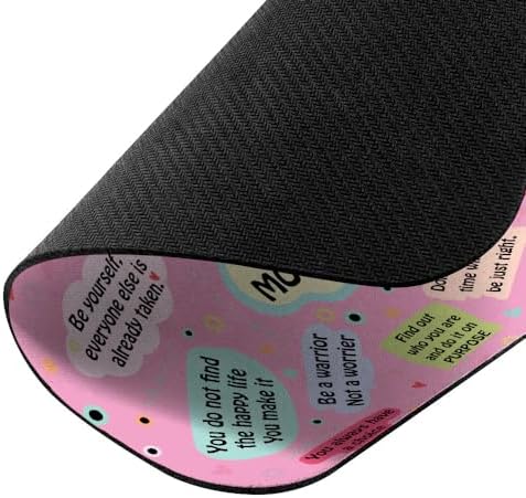 Non-Slip Rectangle Mousepad, WIRESTER Positive Mental Quotes Pink Background Mouse Pad for Home, Office and Gaming Desk